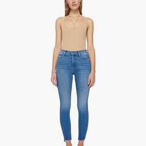 MOTHER Denim Jeans. Style is “Stunner Ankle Zip Step Fray.” Size 27. Med Blue.